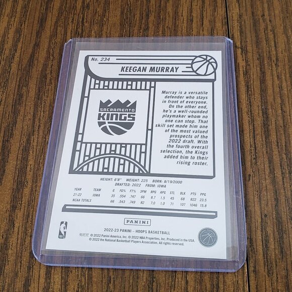 Keegan Murray 2022-23 NBA Hoops Purple Rookie RC #234 Sacramento Kings - Picture 4 of 4